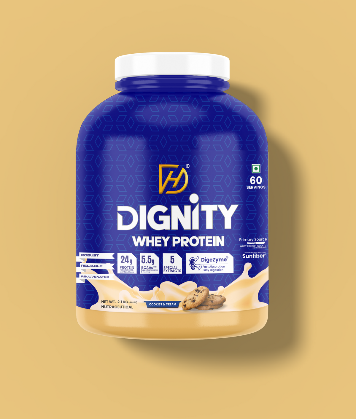 Dignity Whey Protein Cookies & Cream – 24g Protein | 2.1 kg