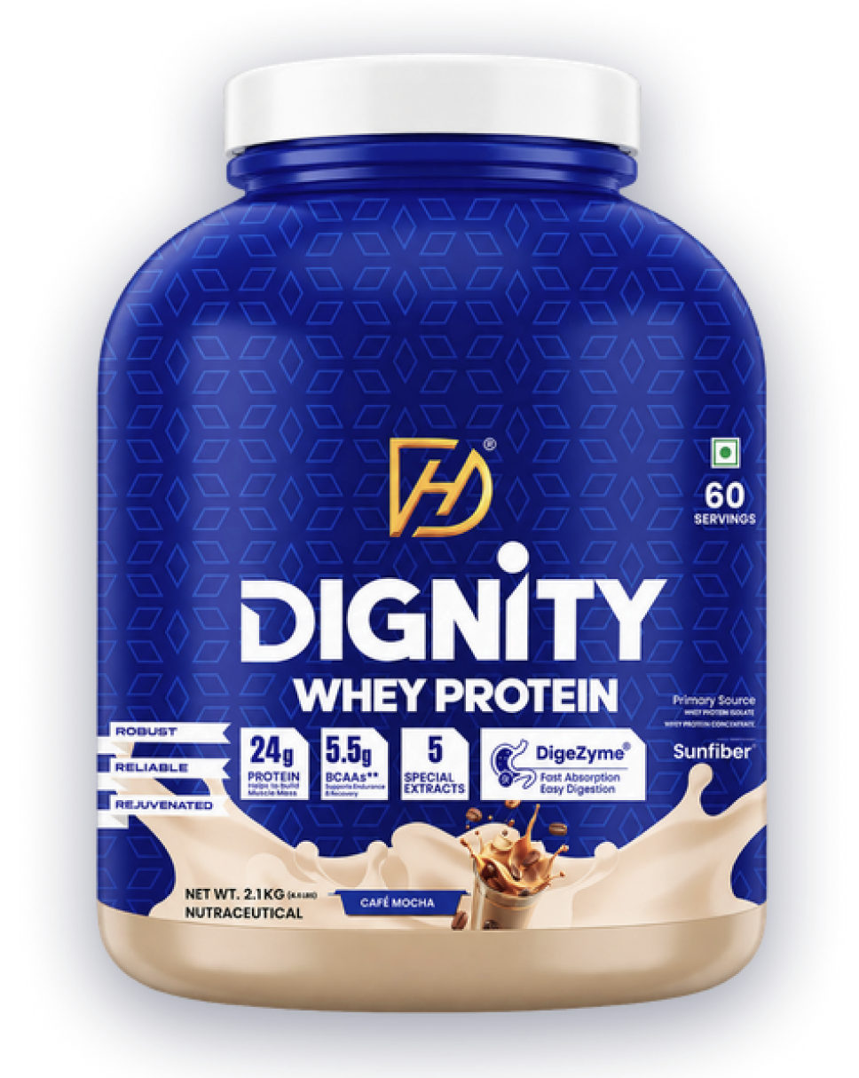Dignity Whey Protein Café Mocha – 24g Protein | 2.1 kg Jar