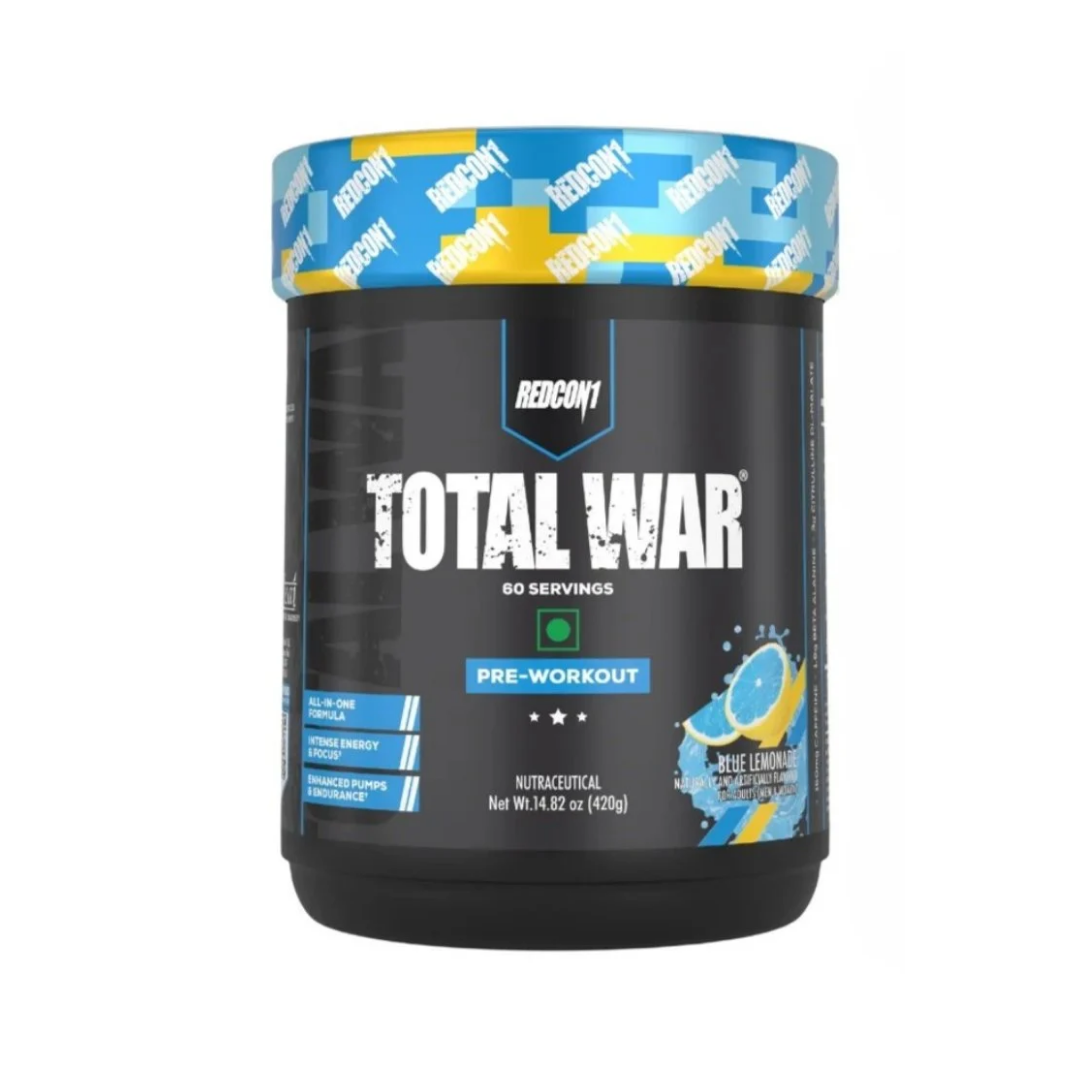 Redcon1 Total War Pre Workout Blue Lemonade | Energy, Focus & Muscle Pump Support